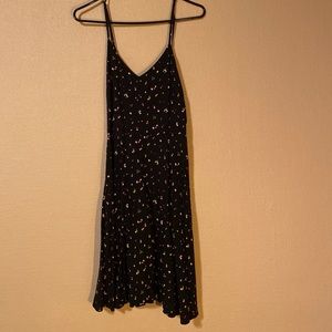 Floral spaghetti strap black dress